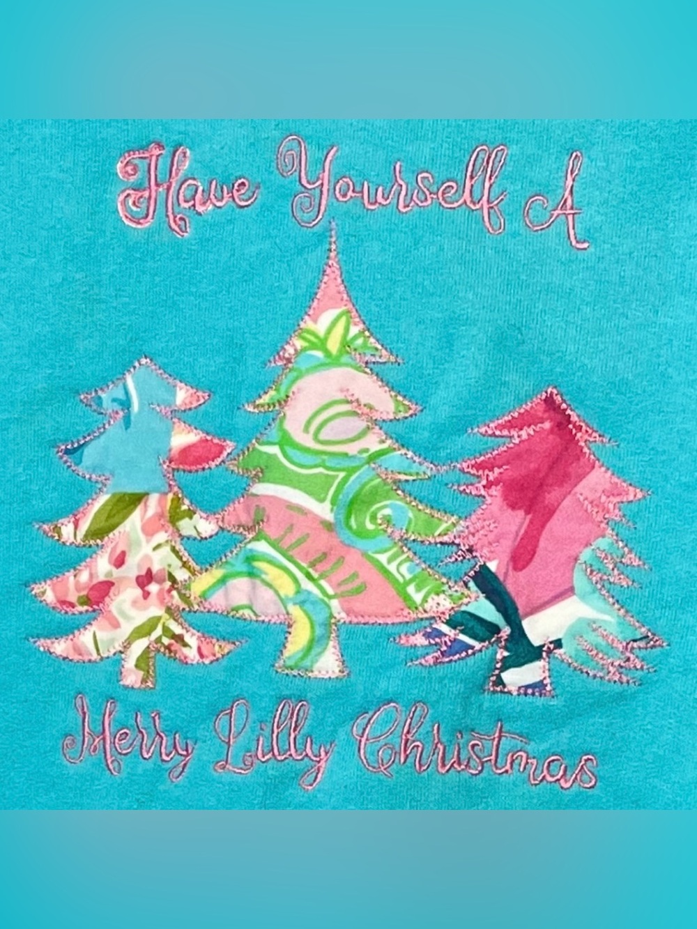 Lilly Pulitzer Fabric- Christmas Sweatshirt- Size Medium- Merry Lilly Christmas